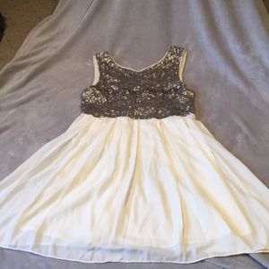 Cream and silver sequenced baby doll dress
